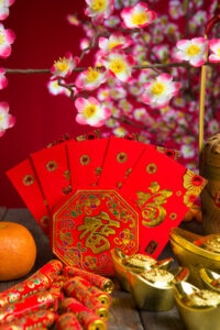 Red Envelopes, Ingots, Firecrackers, & Peach Blossoms for Health, Wealth, Love, Joy, & Good Luck!