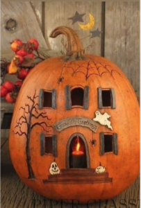 Ghoulish Greetings Pumpkin house