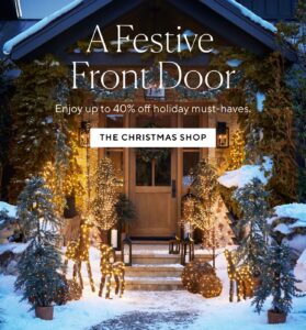 Pottery Barn Ad for Festive Front Door Entrance