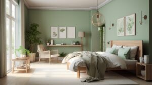 Peaceful Green Bedroom with Natural Elements & Botanicals